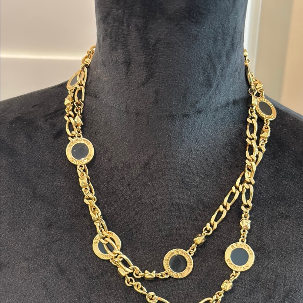 St John Gold Chain Necklace with Black Accents